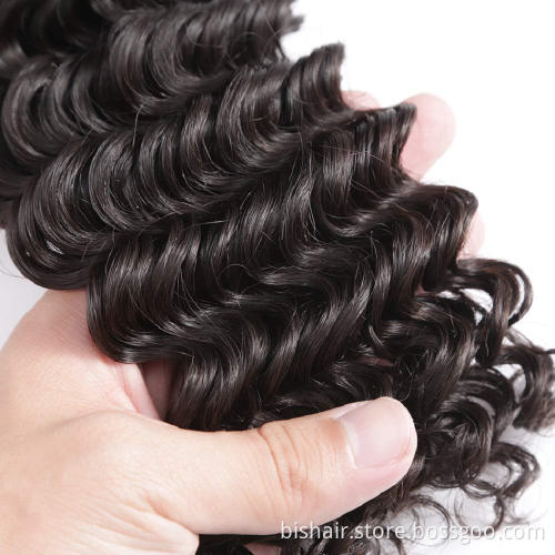 Wholesale 10A Brazilian Deep Wave Wet Wave Curly Hair 3 Braided Hair Tress 100% Real Hair Tress Extension Discount for Women